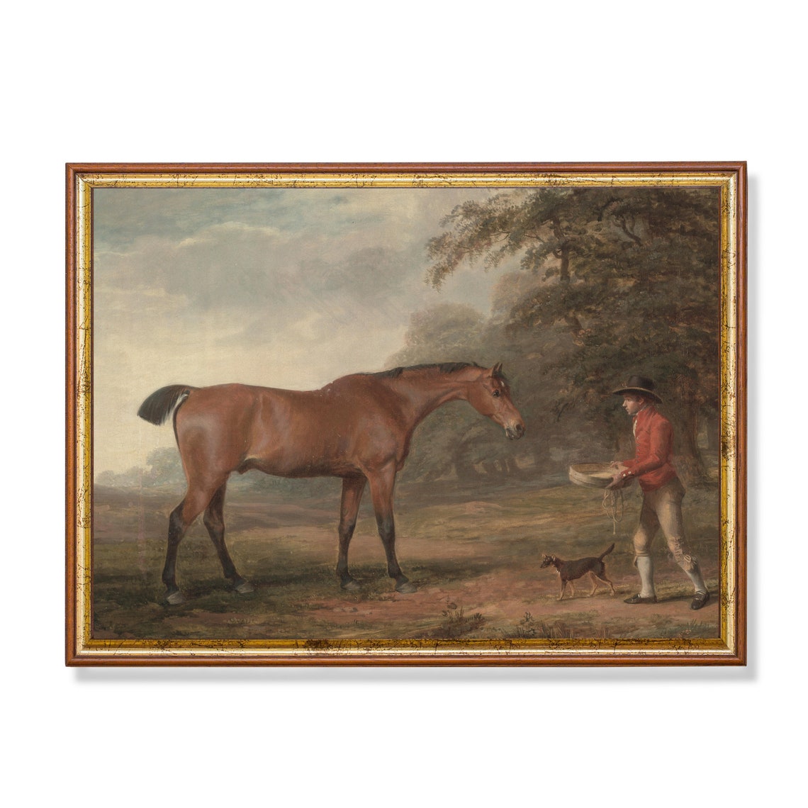Vintage Horse Painting Antique Equestrian Painting Moody Rustic Oil Painting Print Farmhouse Decor Art