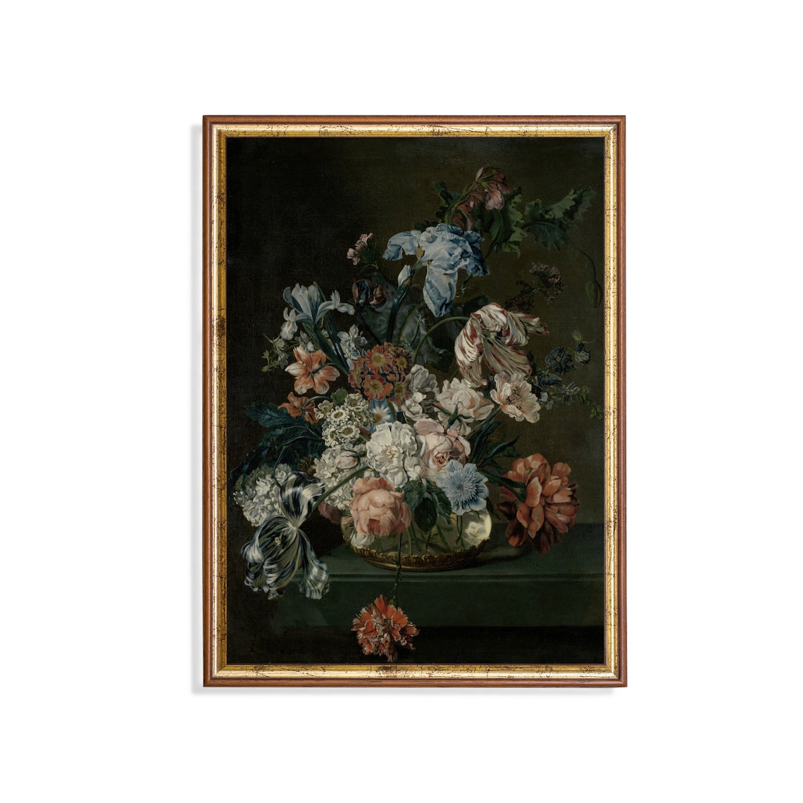 Still Life With Flowers Vintage Moody Floral Art Print