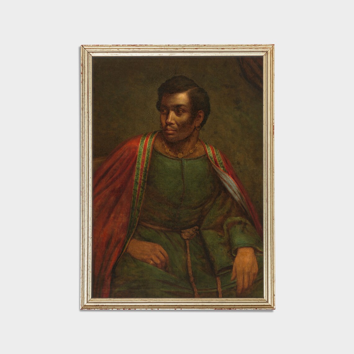 Black Gentleman In Red Cloak And Green Tunic Classical Portrait Poster - Image 2