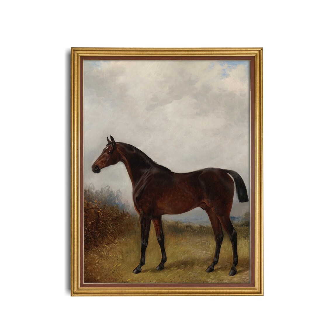 Vintage Equestrian Horse Painting, Rustic Farmhouse Art - Image 3