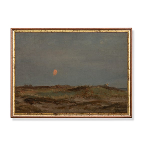 Printed And Shipped Vintage Landscape Painting Moody Rustic Print Nature Scenery Sunset Print Country Farmhouse Decor Fine Art