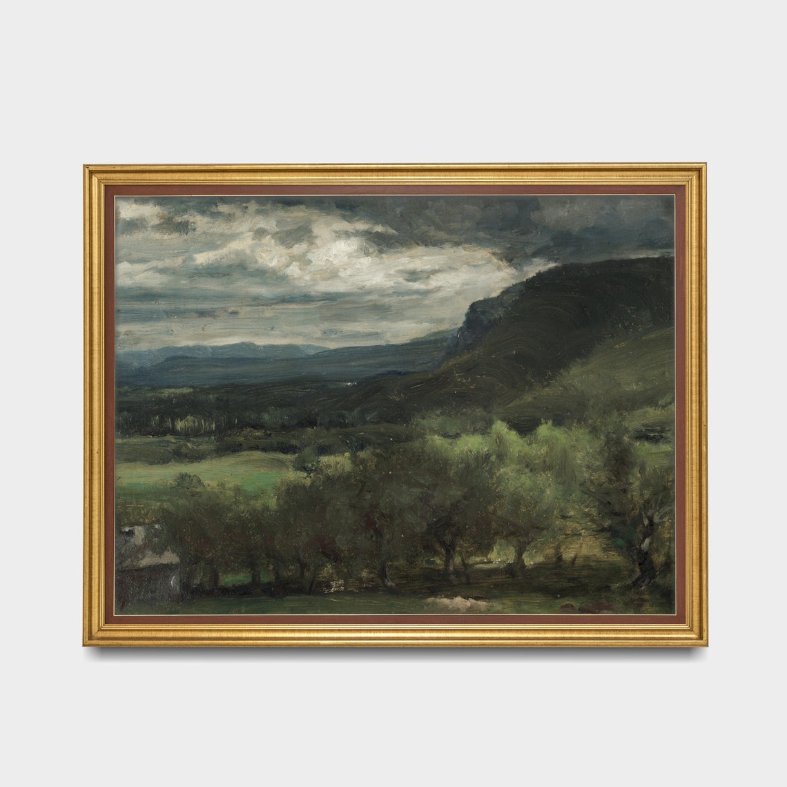 Vintage Landscape Painting Country Landscape Antique Oil Painting Fine Print Wall Art Farmhouse Decor - Image 3