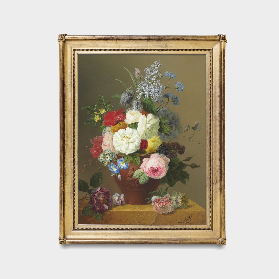 Still Life Painting Vintage Floral Print Oil Painting Flower Art Antique Country Farmhouse Decor Art - Image 4