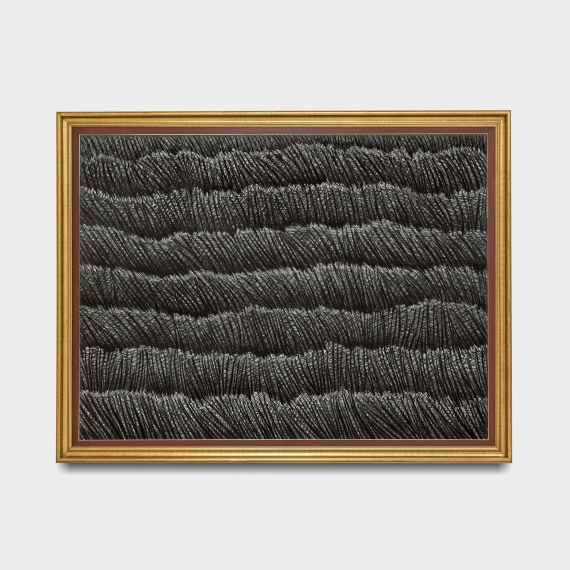 Monochrome Waves Abstract Textured Black and White Art Poster - Image 4