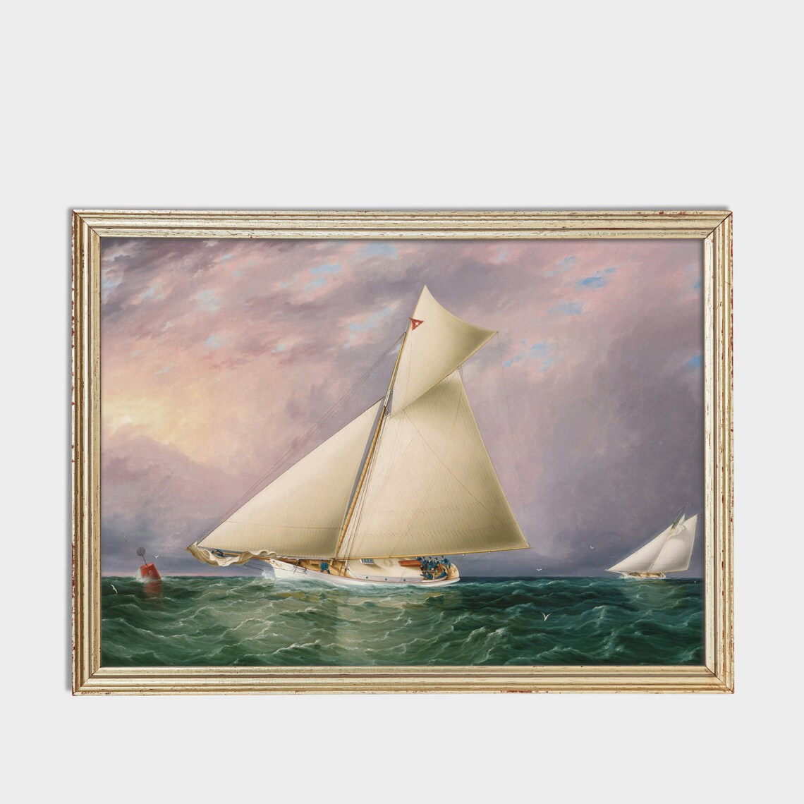 Racing Sailing Yachts On Choppy Waters Vintage Marine Poster - Image 3