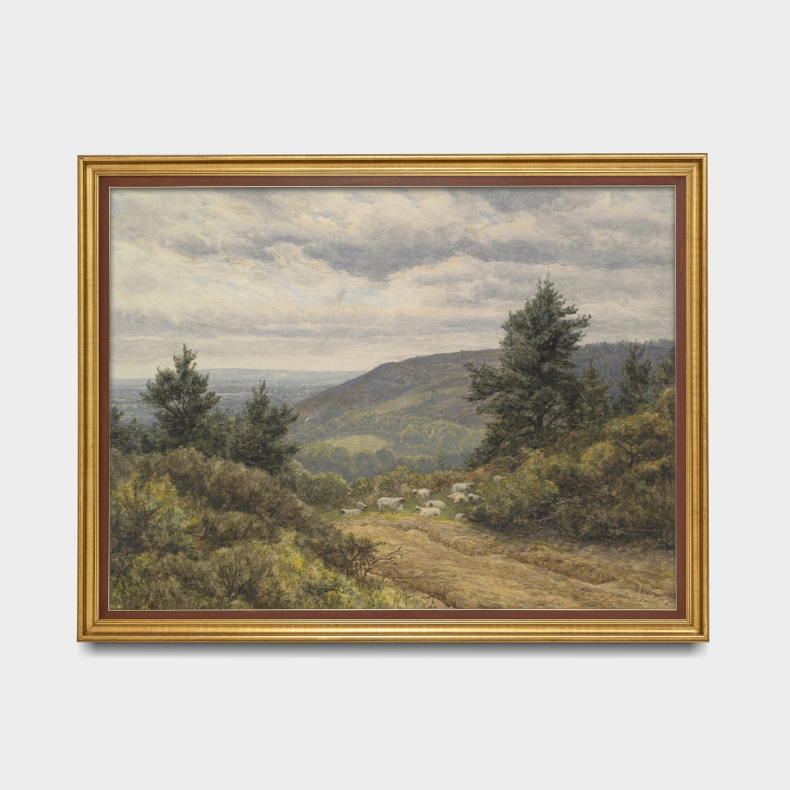 Country Landscape Art Print Vintage Farmhouse Decor Antique Sheep Painting Livingroom Art Oil Painting - Image 5