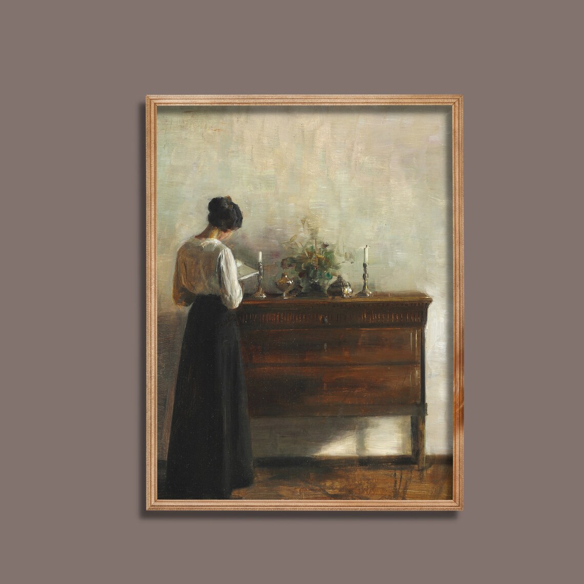 Vintage Danish Interior Woman Reading Art Print - Image 3