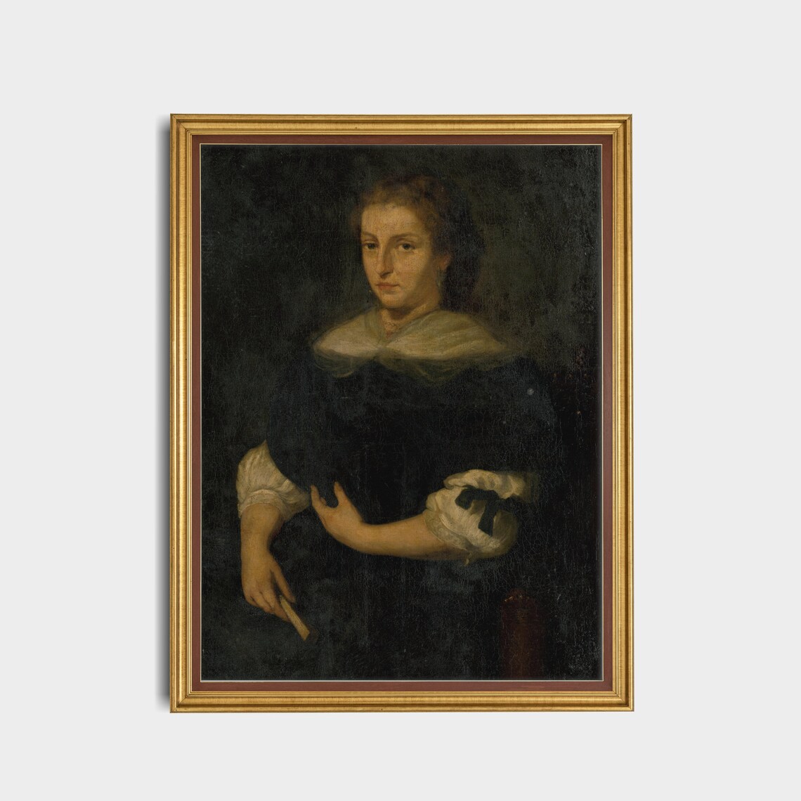 Woman in Dark Dress Holding a Letter Baroque Style Portrait Poster - Image 3