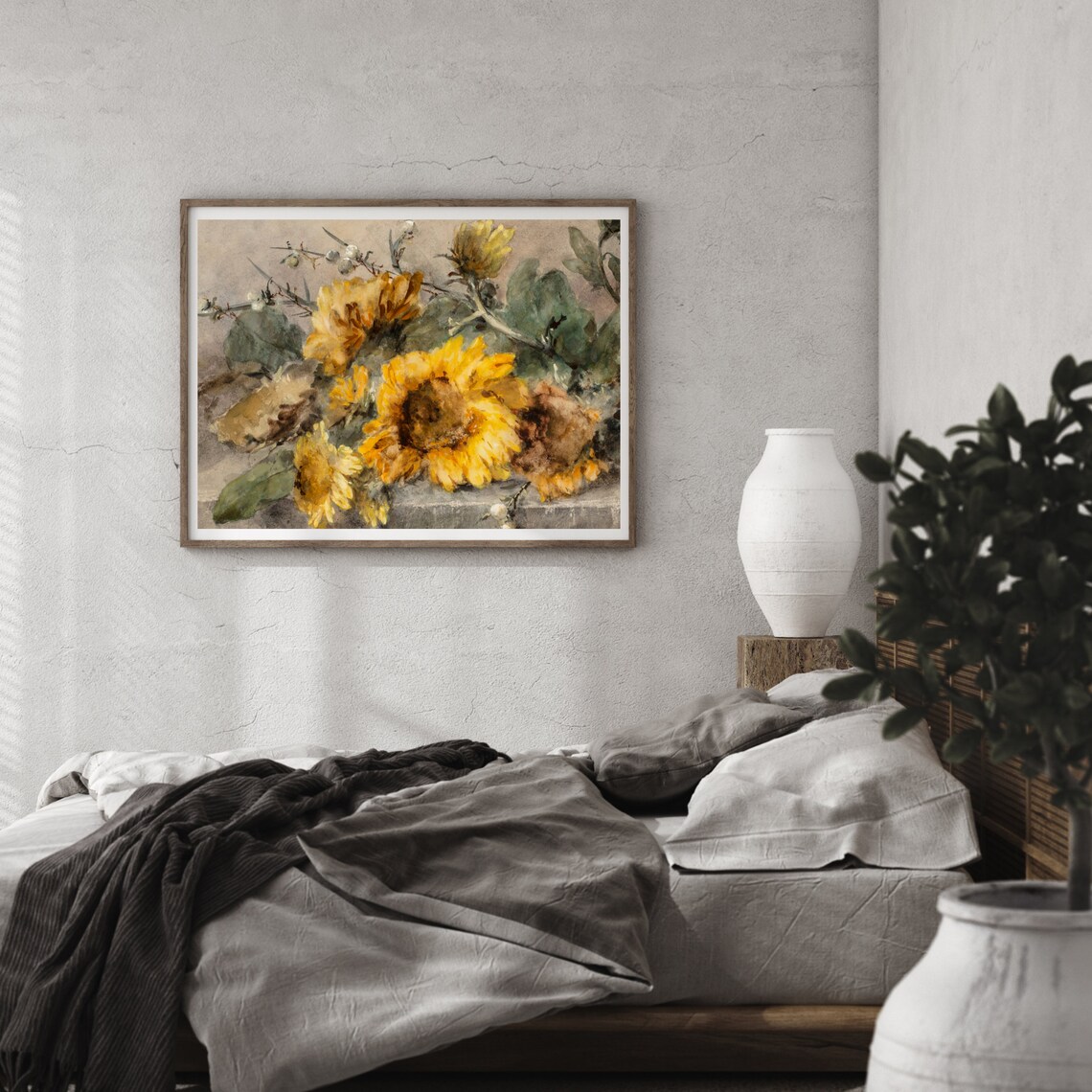 Mailed Print Still Life With Sunflowers Vintage Wall Art Flower Painting Antique Floral Art Printed And Shipped Living Room Art - Image 3