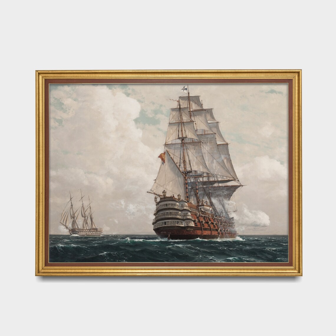 Vintage Seascape Ship Art Print, Coastal Decor - Image 2