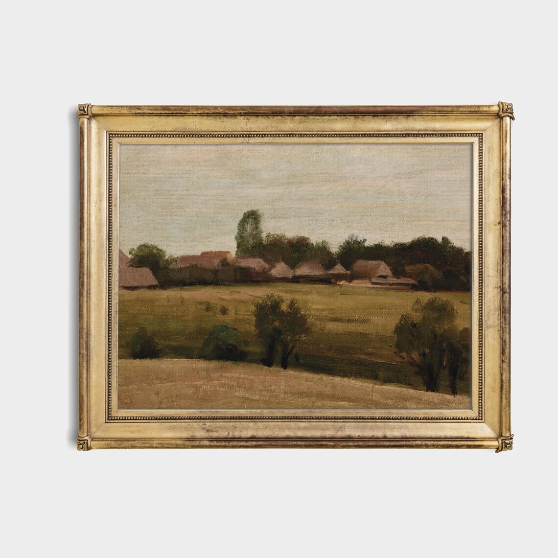 Thatched-Roof Village Cottages Moody Antique European Farmhouse Poster - Image 4