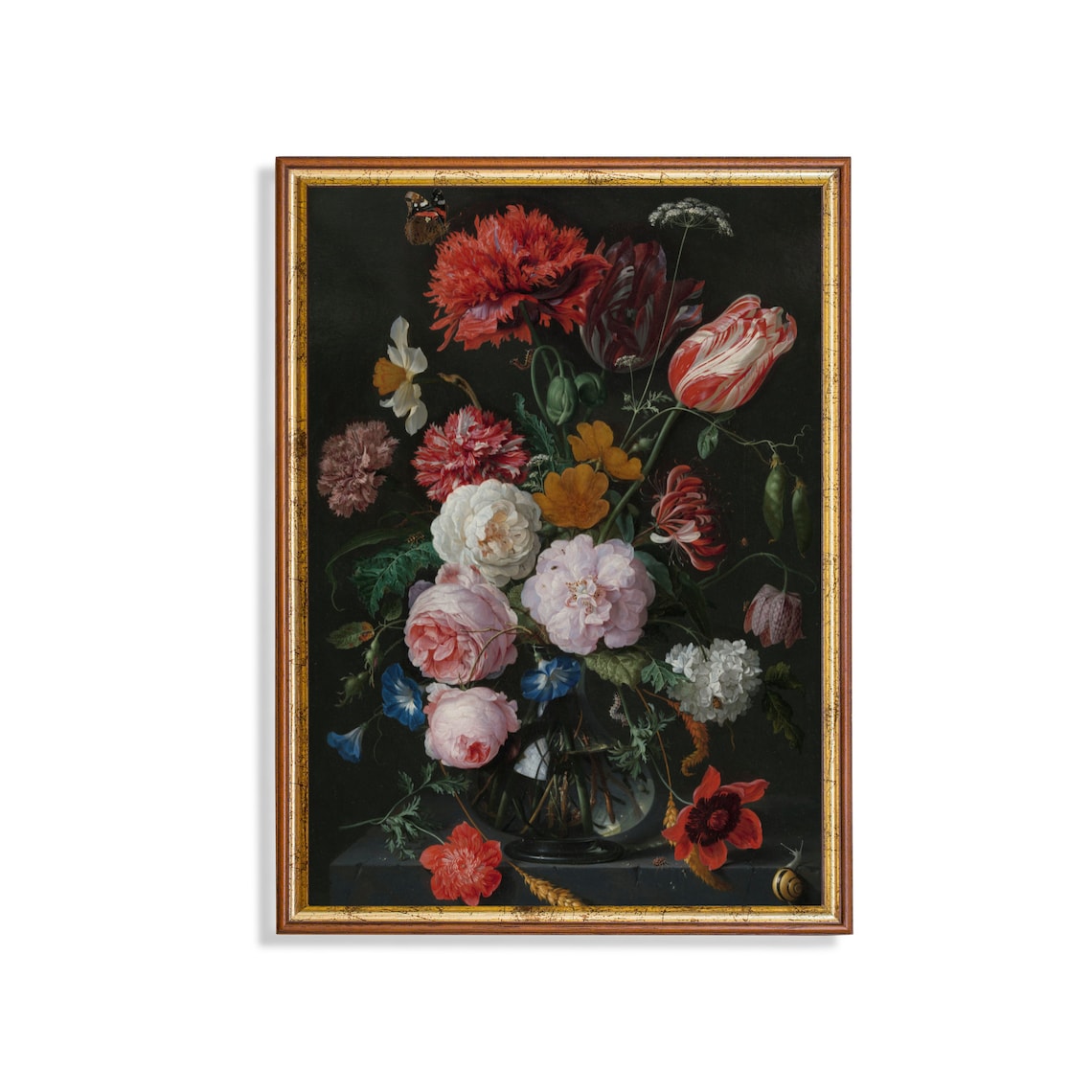 Dutch Old Master Floral Still Life with Striped Tulips Poster