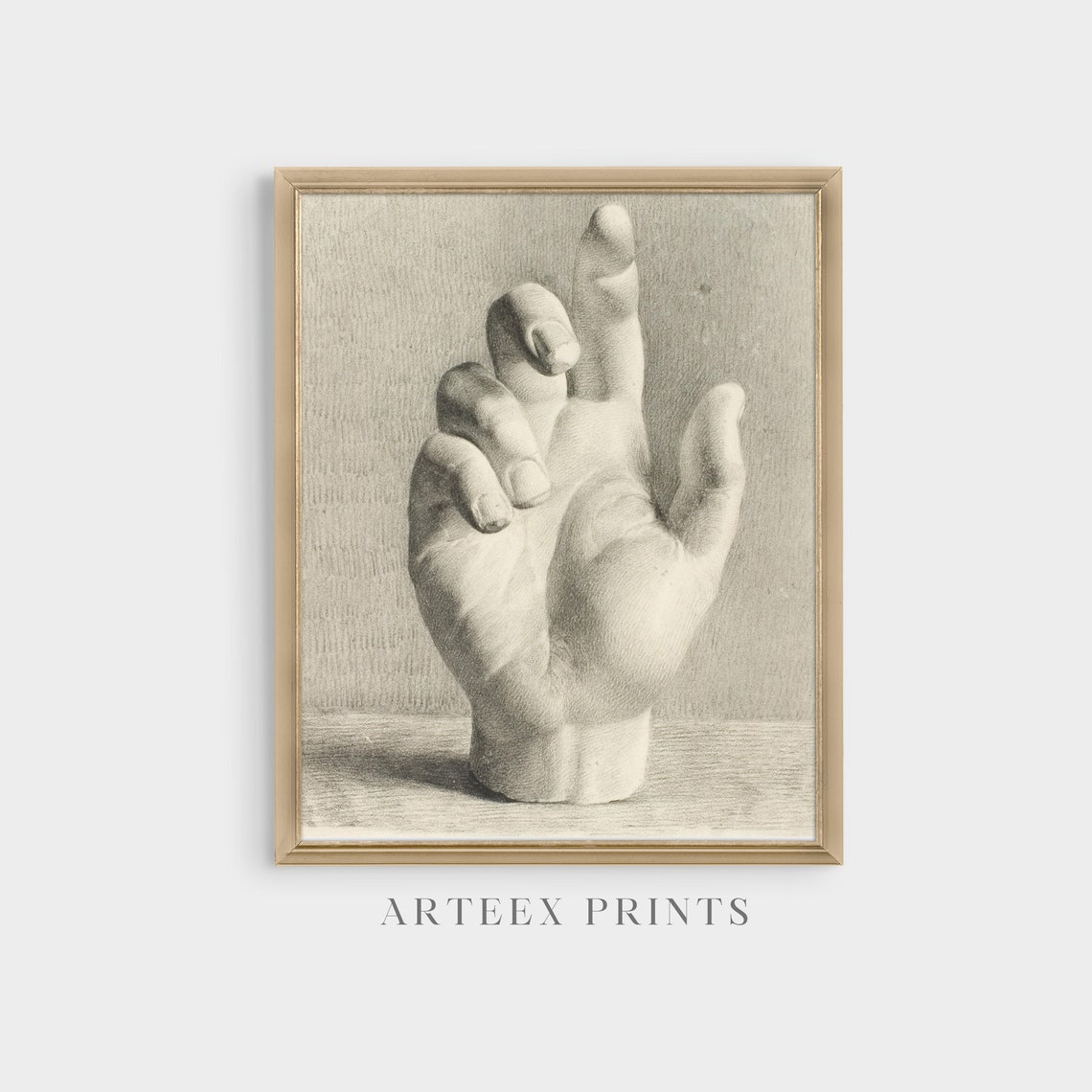 Academic Charcoal Study of a Hand Plaster Cast Classic Art Poster - Image 5
