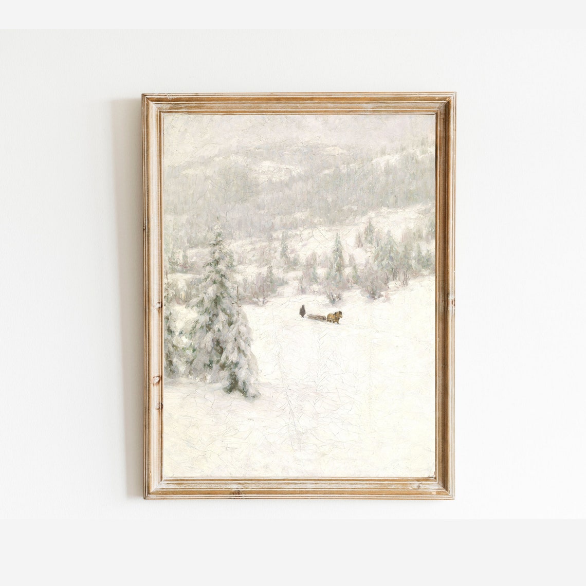 Horse Drawn Sled Crossing Snowy Pine Forest Vintage Winter Poster - Image 3