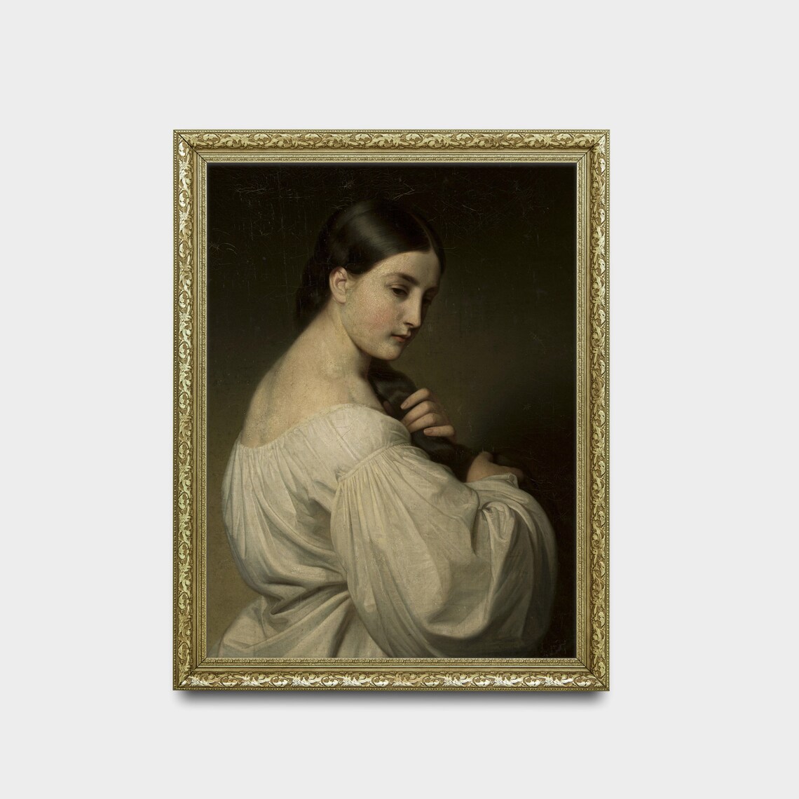 Vintage Portrait of a Young Woman, Antique Art Print - Image 2