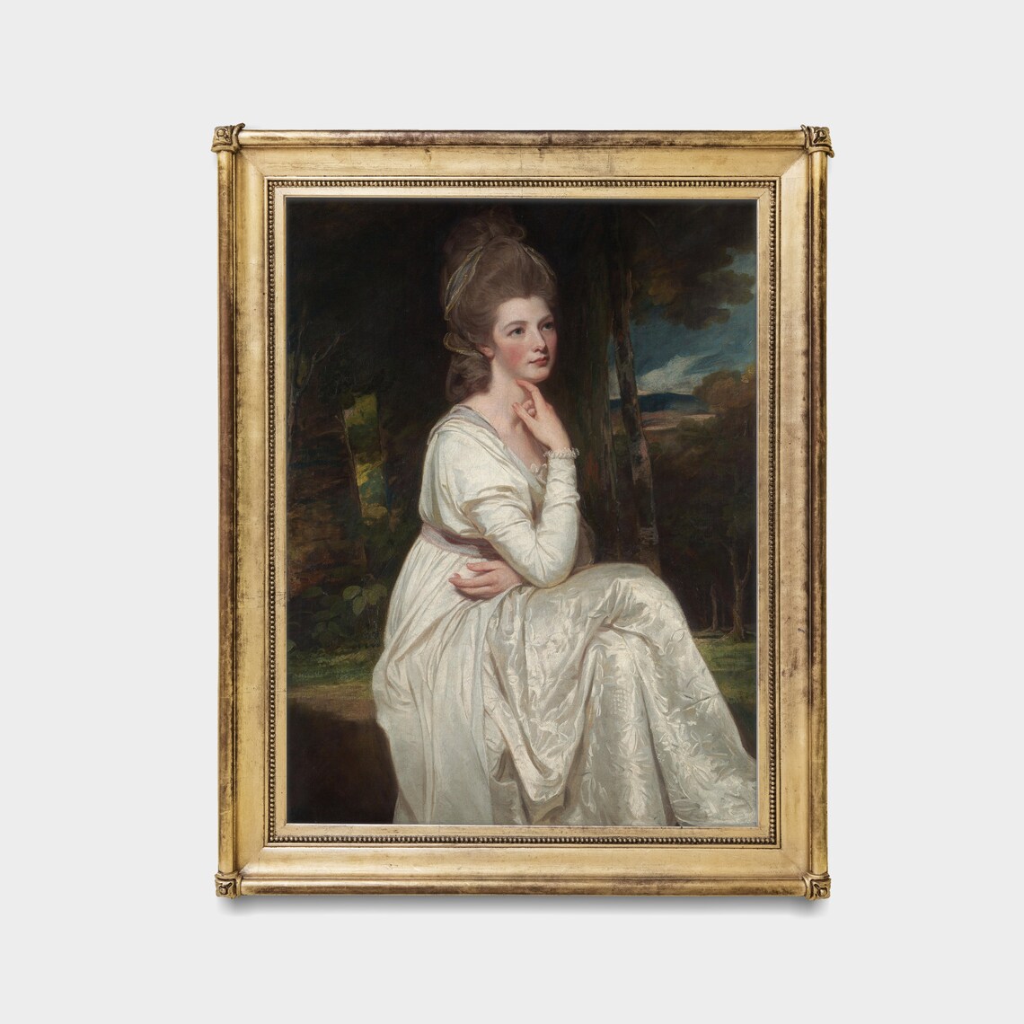 Lady in Flowing White at the Edge of a Dark Wood Portrait Poster - Image 3