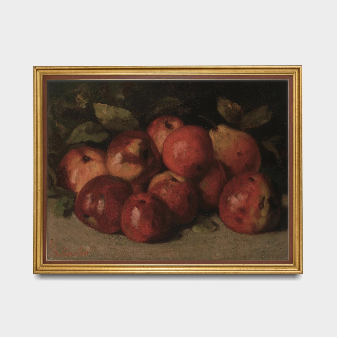 Moody Vintage Still Life with Red Apples Dark Antique Fruit Poster - Image 5