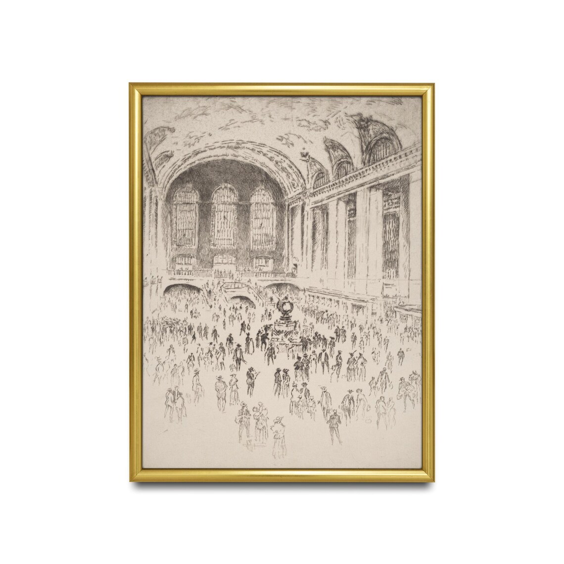 Grand Central Terminal Main Concourse Crowded Ink Sketch Poster - Image 2