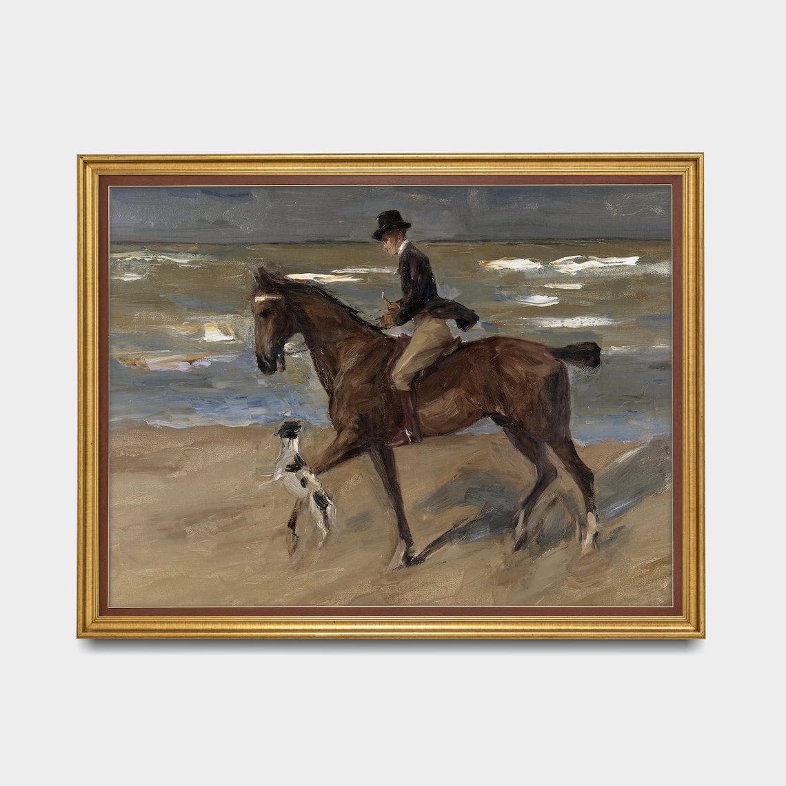 Horse Rider Galloping on the Beach with Dog Vintage Equestrian Poster - Image 5