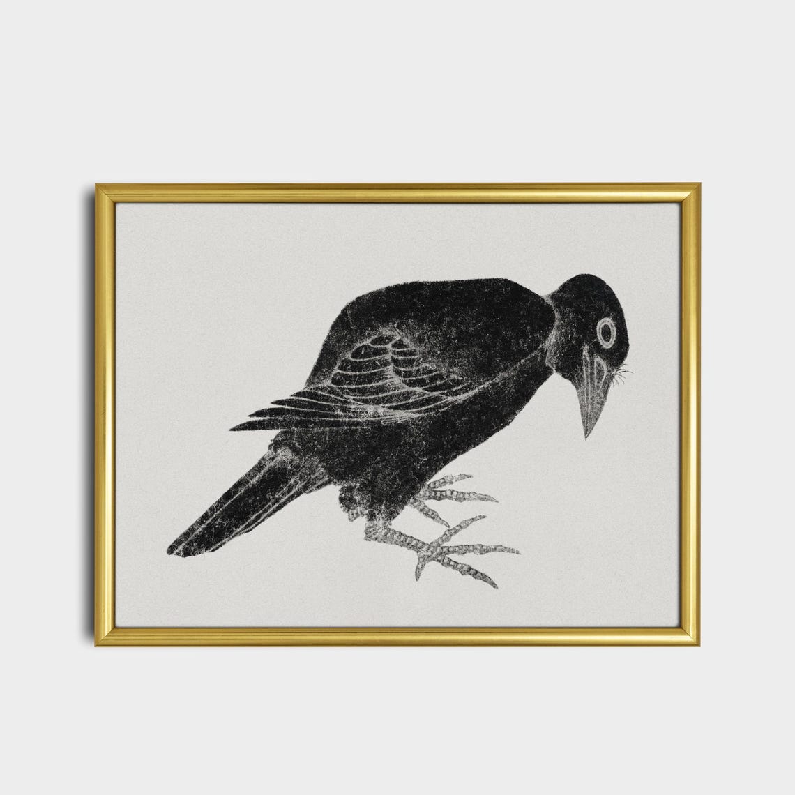Perched Black Bird Minimalist Ink Illustration Modern Bird Poster - Image 2