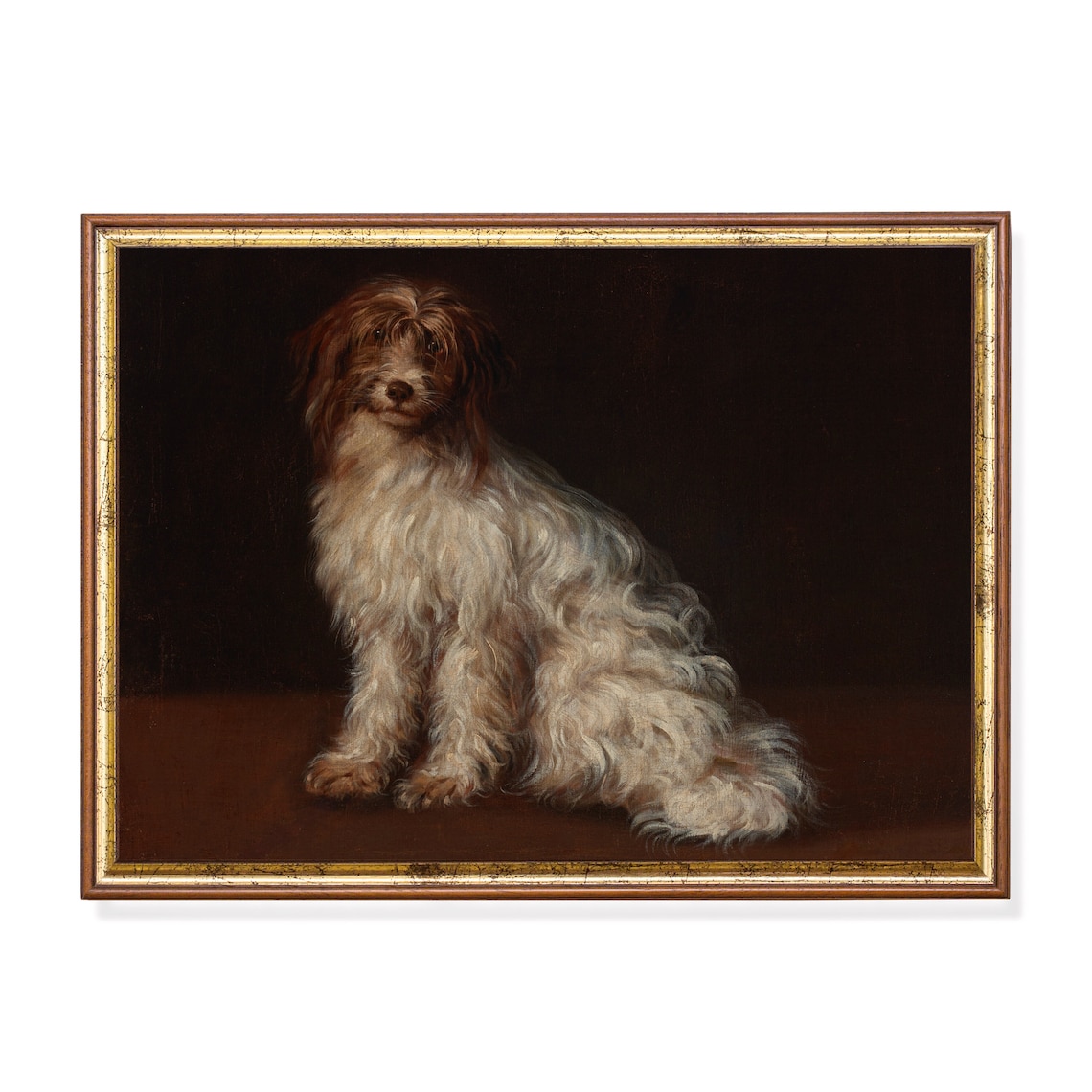 Vintage Terrier Portrait Art Print, Rustic Pet