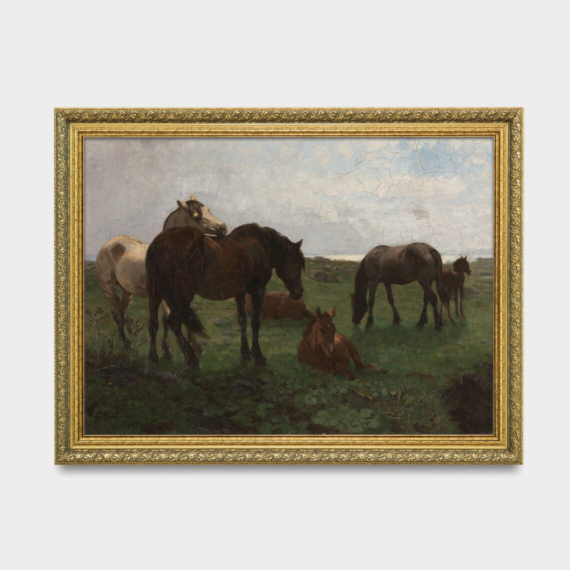 Vintage Horses Painting, Antique Equestrian Art Print - Image 3