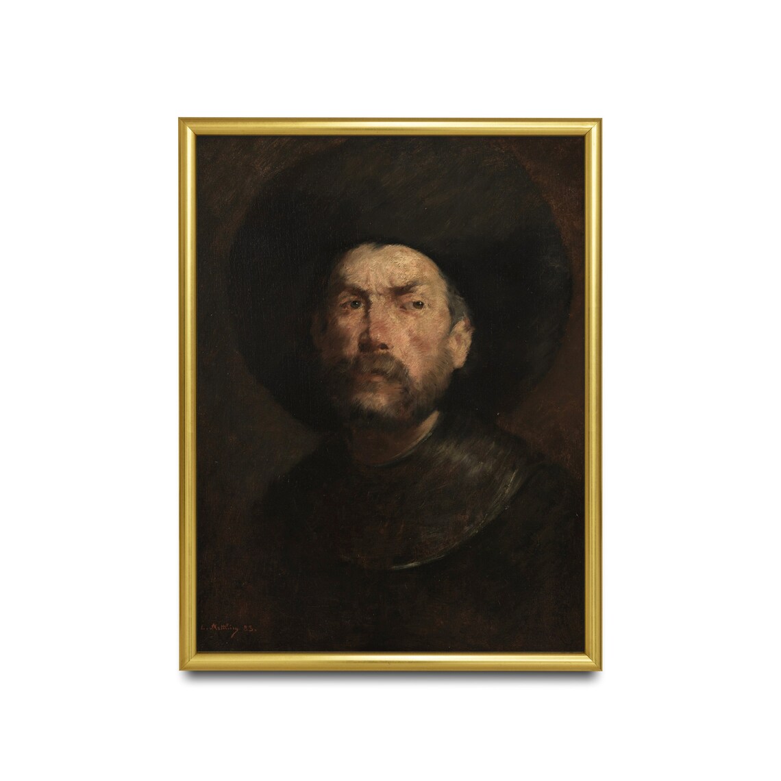 Man In Wide Black Hat Dramatic Vintage Portrait Painting Poster - Image 4