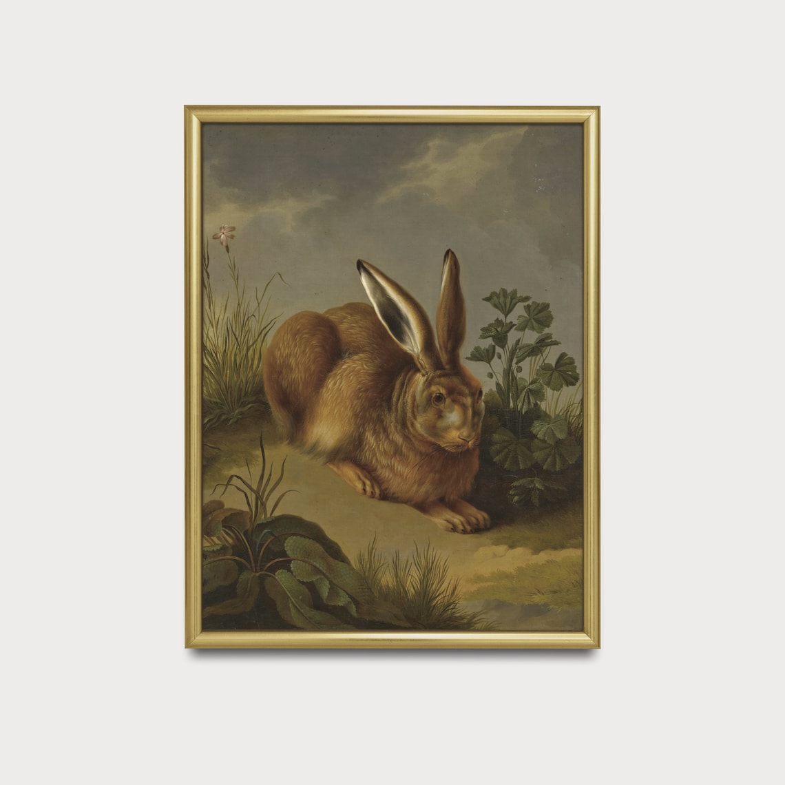 Brown Hare Resting in Wild Meadow Vintage Wildlife Animal Poster - Image 3