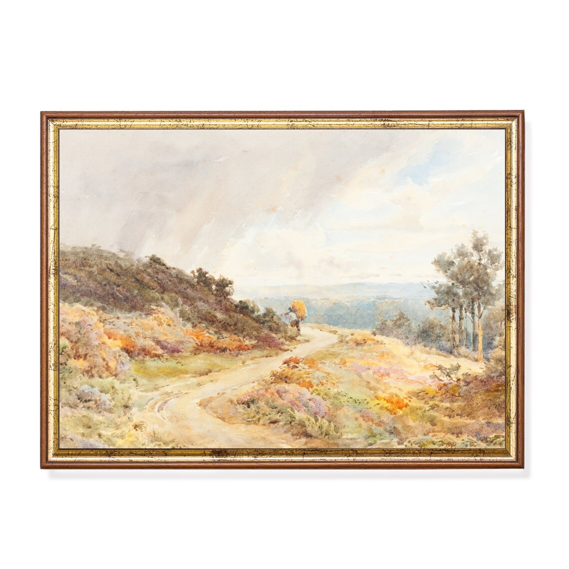 Winding Country Road Through Autumn Hillside Watercolor Poster