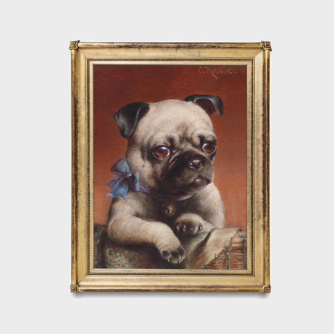 Vintage Dog Painting Antique Animal Print Moody Rustic Oil Painting Wall Art Pet Portrait Fine Art - Image 4