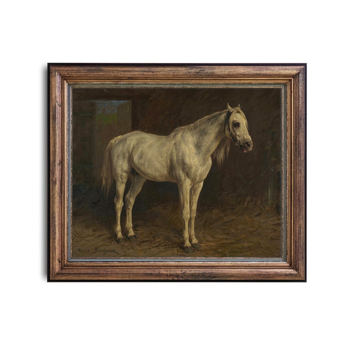 Dappled White Horse in a Stable Rosa Bonheur Equestrian Poster - Image 4