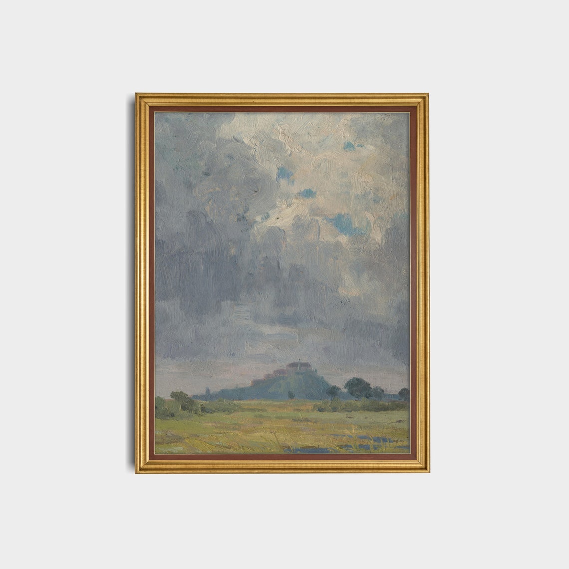 Vintage Landscape Painting Antique Country Landscape Moody Rustic Print Vertical Fine Art Wall Art - Image 3