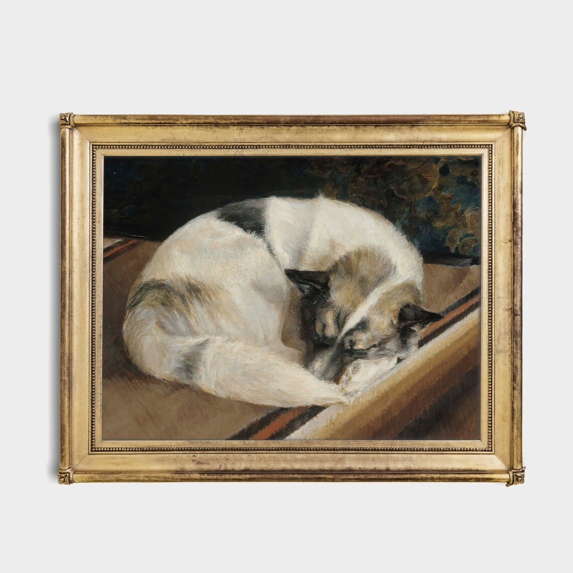 Sleeping Dog Curled Up on a Couch Cozy White Dog Vintage Pet Poster - Image 3