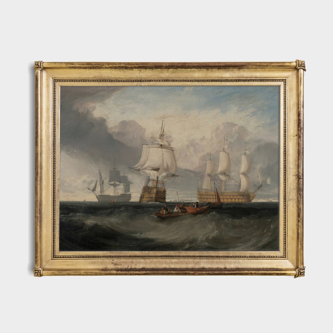 Printed And Shipped Vintage Sailing Ship Painting Antique Seascape Print Moody Rustic Ocean Beach Nautical Decor Physical Prints - Image 2