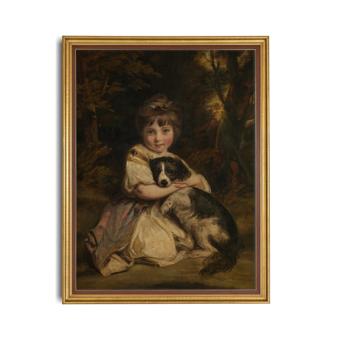 Girl and Dog Portrait, Vintage Oil Painting Art Print - Image 2