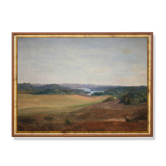 Vintage Landscape Painting Country Landscape Antique Nature Print Moody Rustic Art Wall Art Fine Art