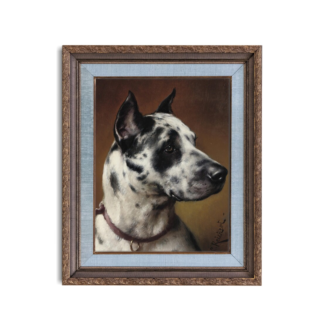 Great Dane Portrait Harlequin Spotted Dog Vintage Pet Poster - Image 3