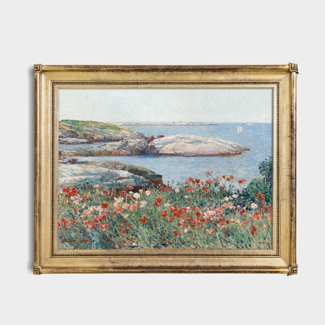 Red Poppies Swaying Above A Rocky Shore Impressionist Painting Poster - Image 4