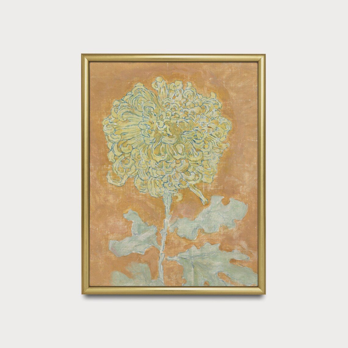 Golden Chrysanthemum On Ochre Vintage Japanese Style Floral Poster - Image 5