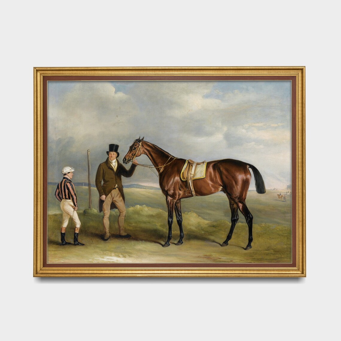Racehorse and Jockey by the Winning Post Vintage Painting Poster - Image 3