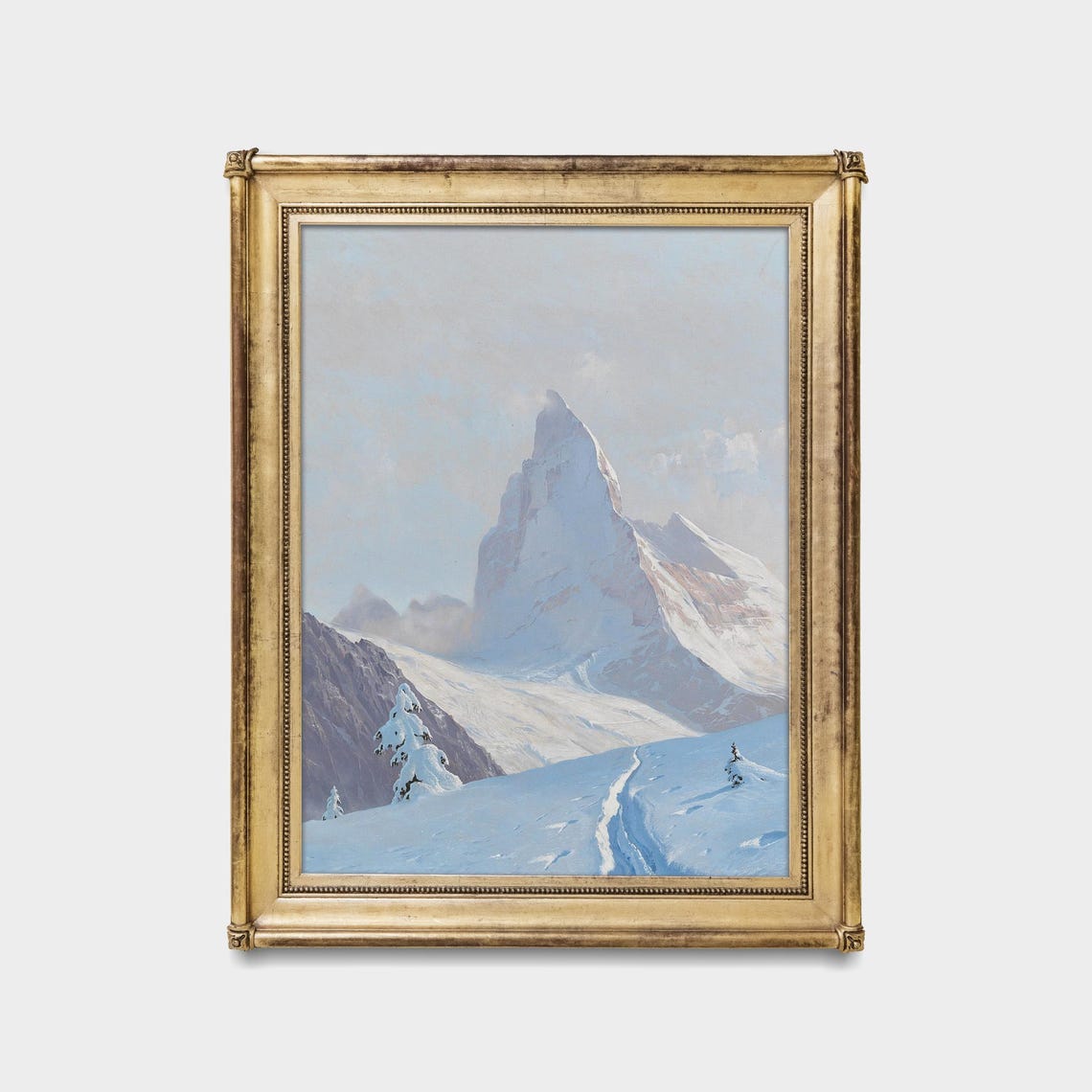 Majestic Snow-Covered Alpine Peak Vintage Winter Mountain Poster - Image 5