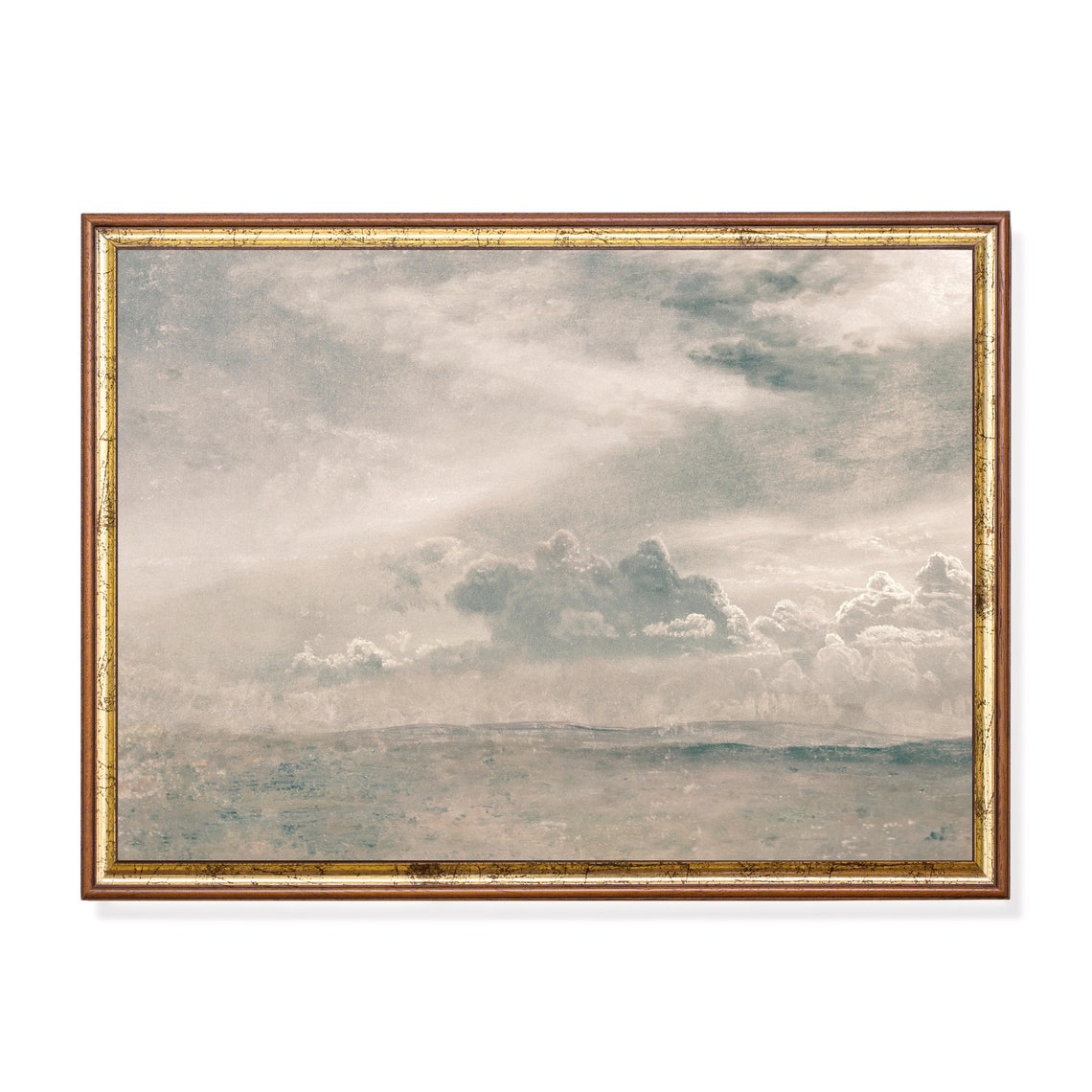 Billowing Clouds Over Calm Sea Antique Sky Study Oil Painting Poster
