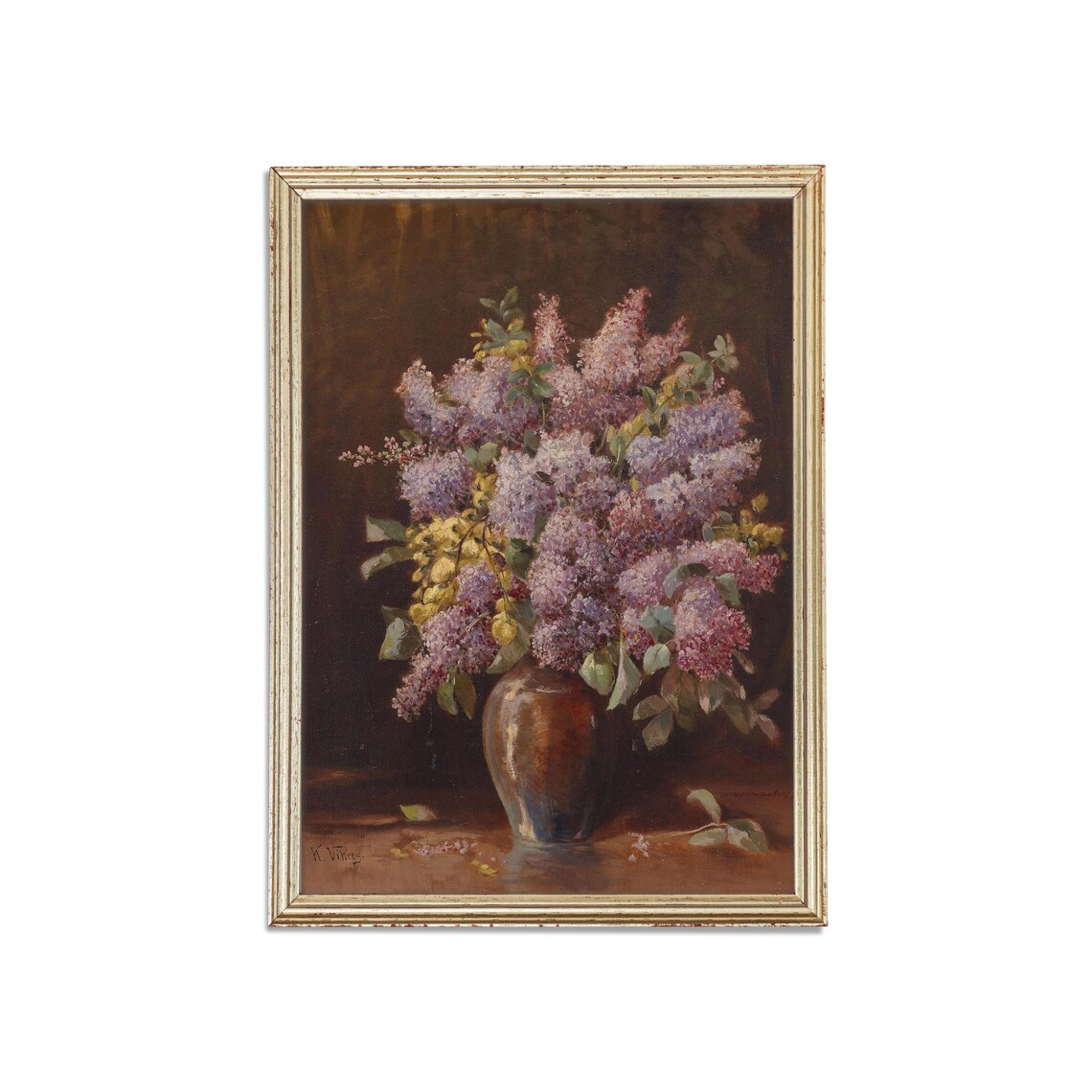 Vintage Floral Still Life With Bouquet Vase Art Print - Image 3