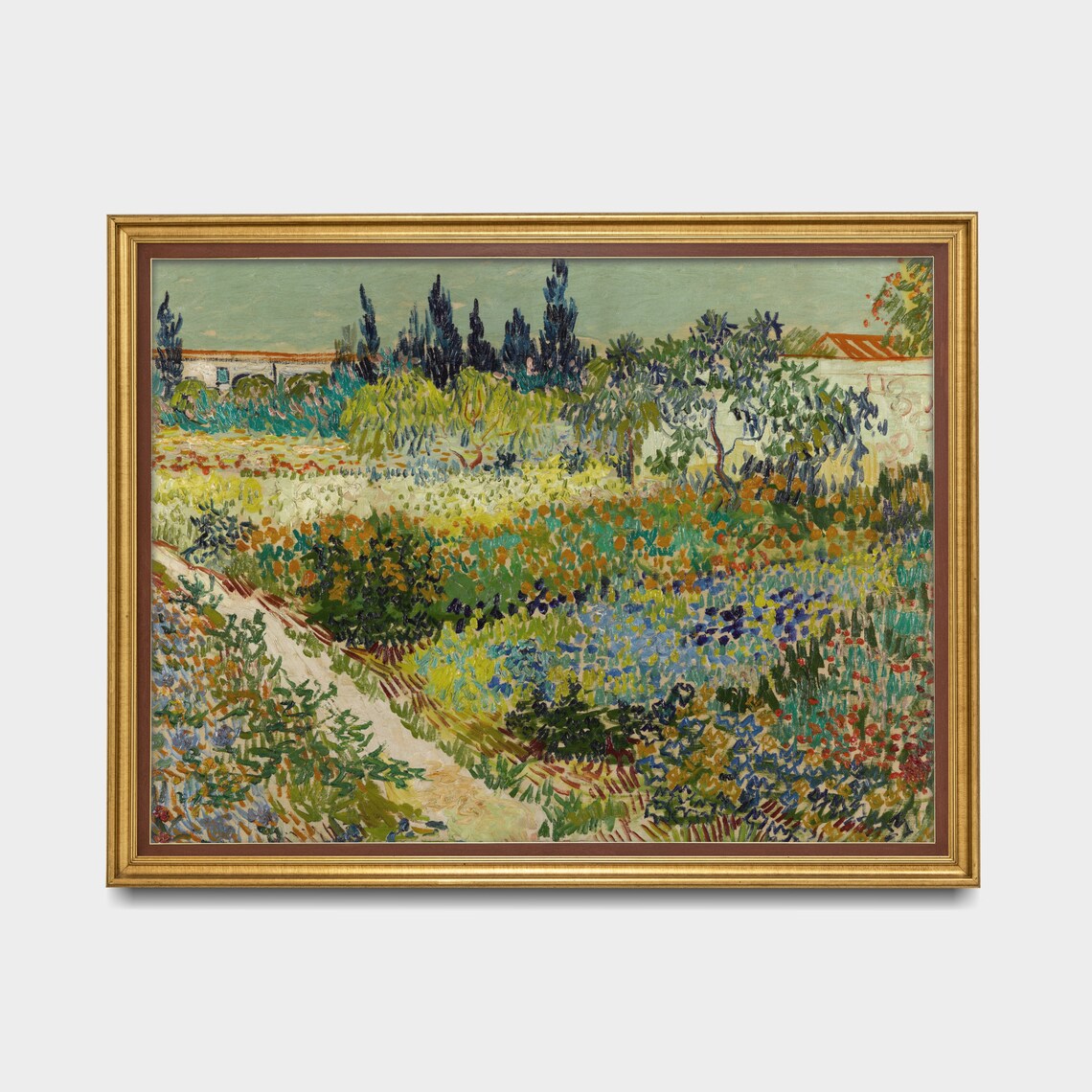 Van Gogh Flowering Garden Cypress Trees Arles Vintage Art Poster - Image 3