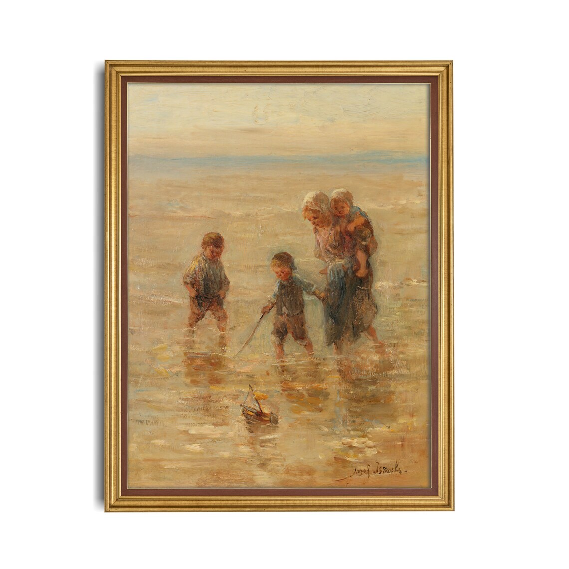 Vintage Children Playing In The Surf, Coastal Art Print - Image 3