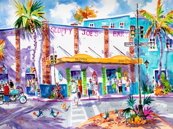 Key West Chicken Art, Sloppy Joe's Bar Travel Poster