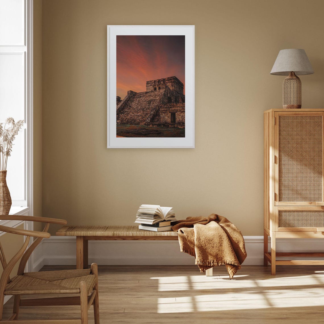 Mexico Mayan Ruin Stone Temple Sunset Ancient History Poster - Image 3
