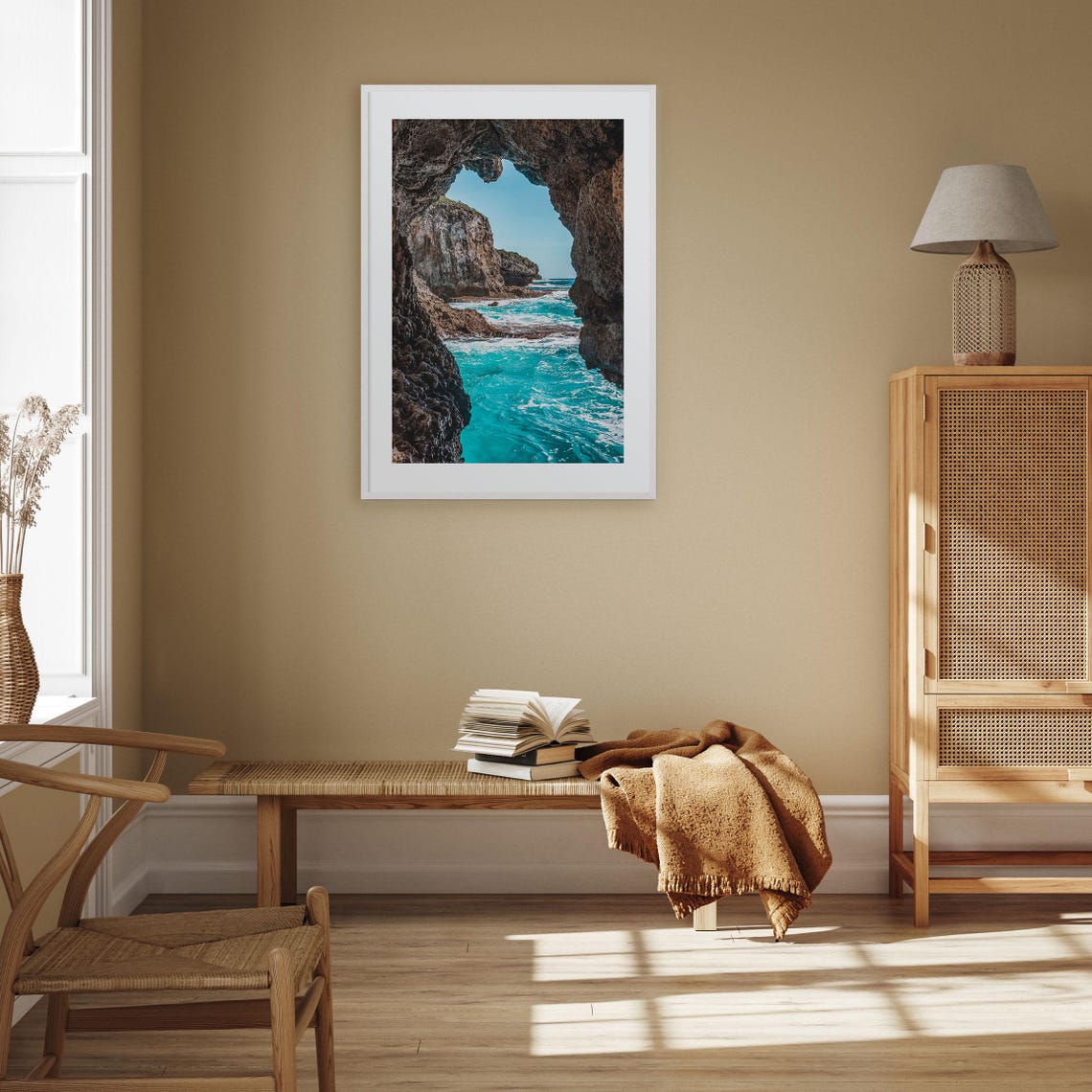 Guam Sea Cave Rock Arch Turquoise Ocean Cliffs Coast View Poster - Image 2