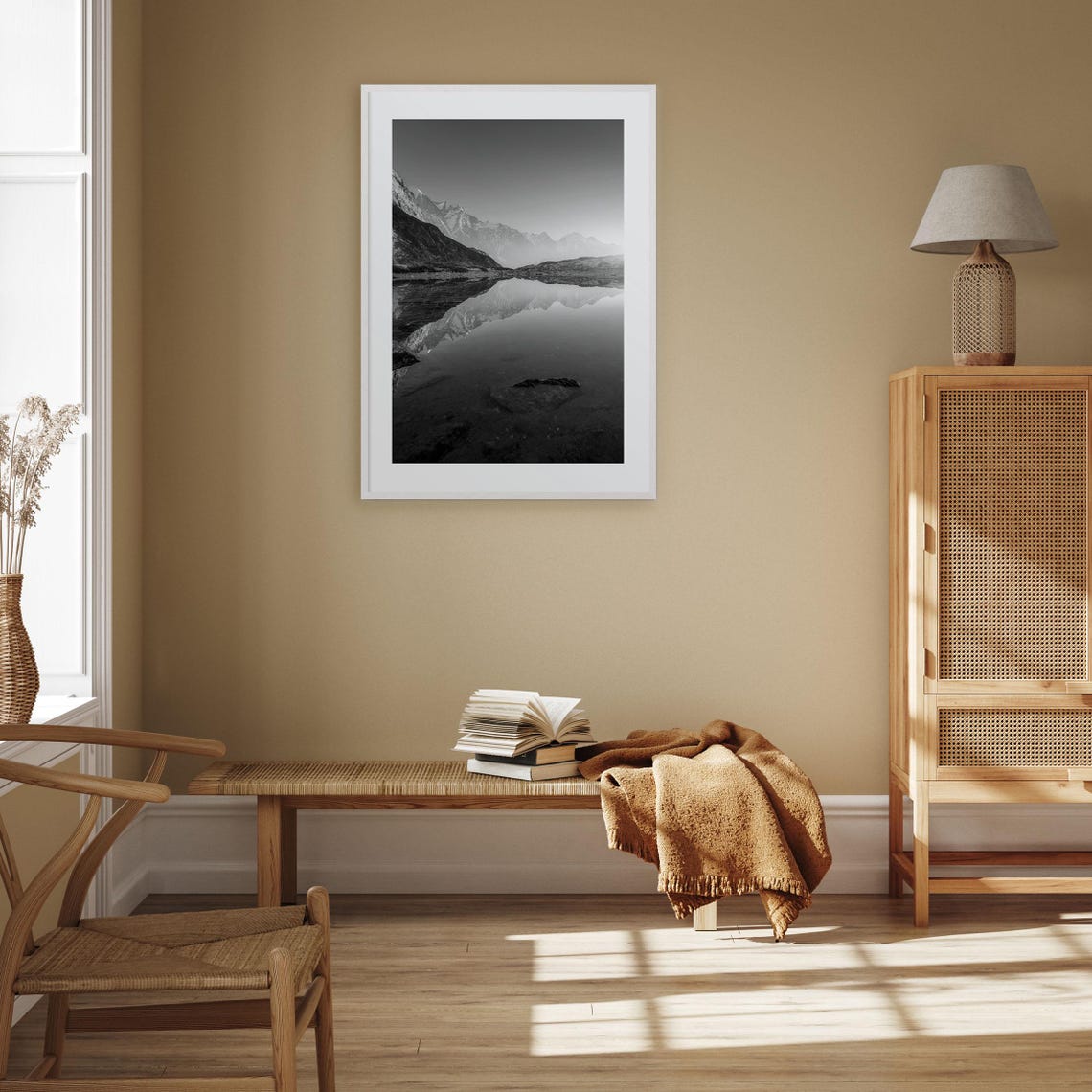 Morning Lake Landscape Photo Poster Print No 1 Morning Lake Landscape Black And White Art Wall Photography Travel Map Poster - Image 3