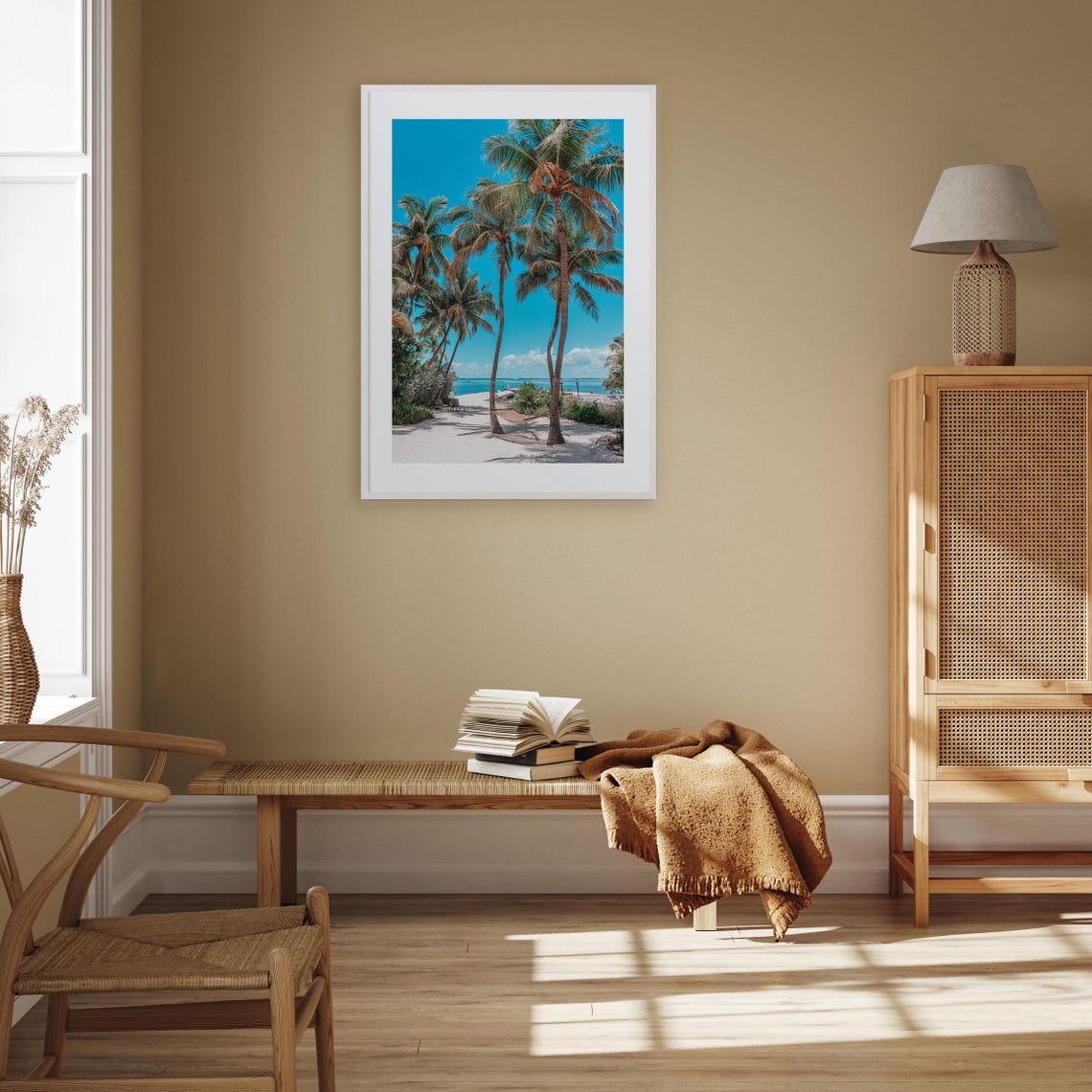 Key Largo Palm Trees Hammock on White Sand Beach Tropical Poster - Image 3